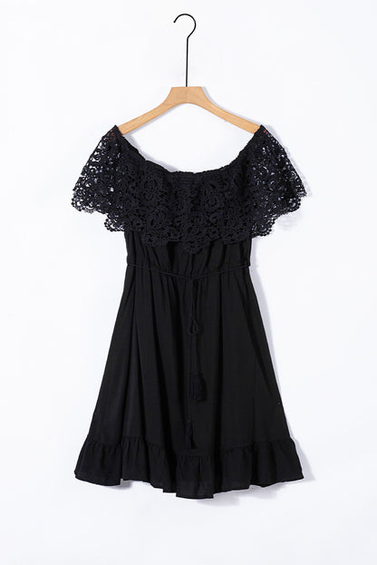 Women's Off the Shoulder Lace Sleeve Dress - Plus Size