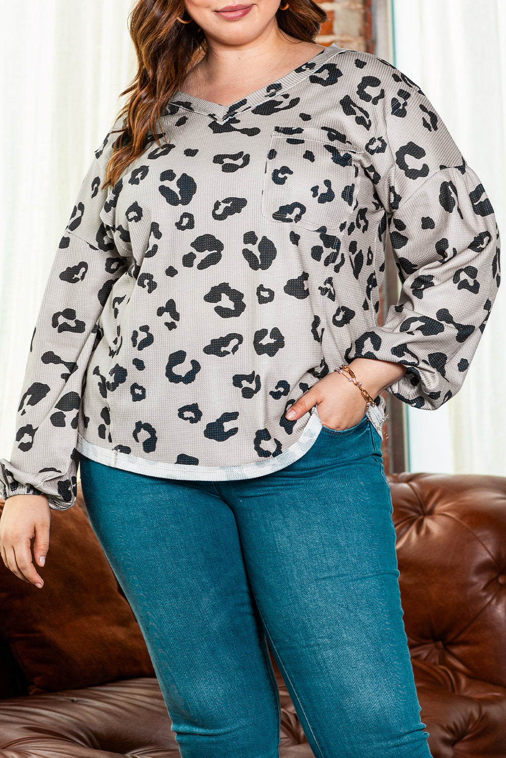 Women's Leopard Print Top - Plus Size