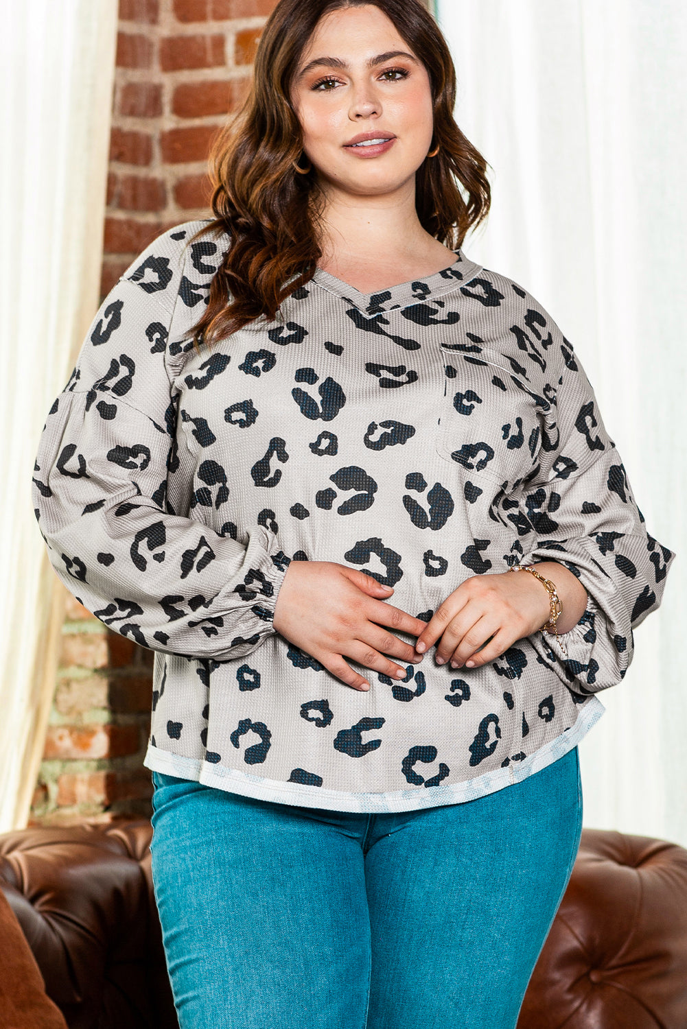 Women's Leopard Print Top - Plus Size