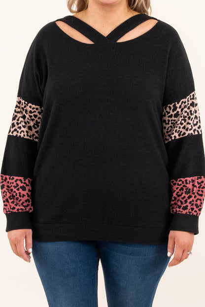 Leopard Print Strappy Neck Top - Plus Size