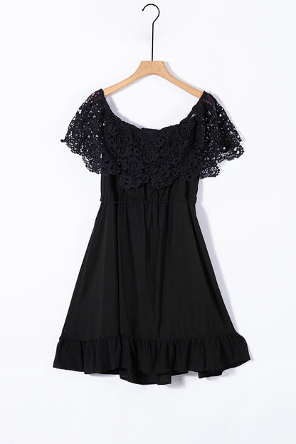 Women's Off the Shoulder Lace Sleeve Dress - Plus Size