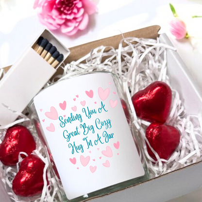 Sending You A Great Big Cozy  Hug In A Jar Candle Gift Set | Best Friend Gift | Scented Candle Gift Box | Message Candle |  Bereavment Gift