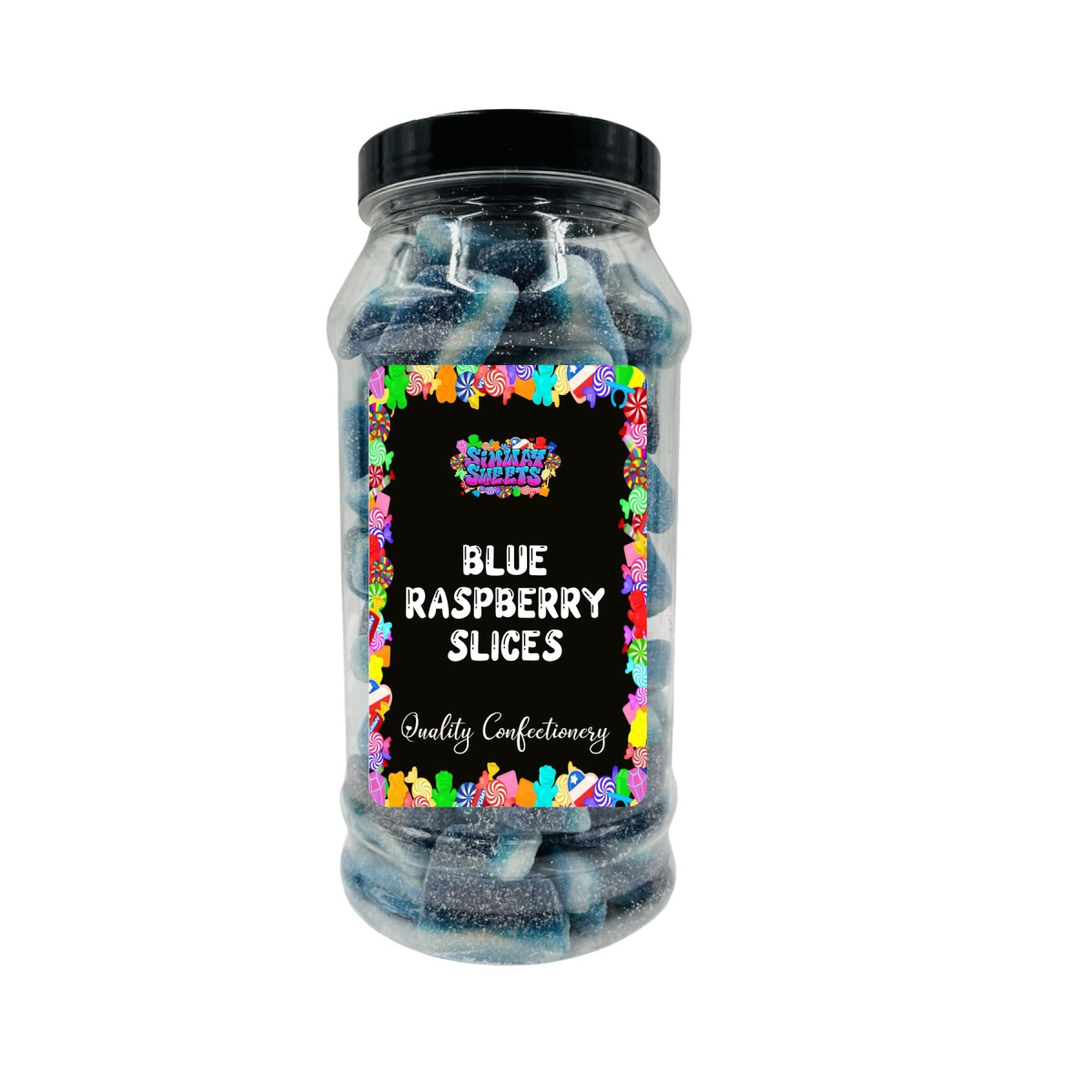 Fizzy Blue Raspberry Slices Fizzies Retro Sweets Gift Jar - 595g