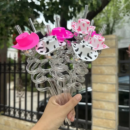 Creative Cowboy Hat Straw Disco Party Decor Mini Cowboy Hat Straw Adult Birthday Bachelorette Party Bride To Be Party Straws