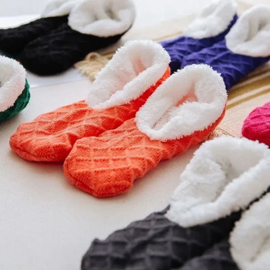 Women's winter breathable non-slip slipper socks fleece warm Indoor