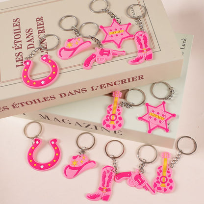 12Pcs Pink Western Cowgirl Boots Cowboy Hat Keychains for Birthday Party Favors Wedding Bridal Shower Bachelorette Party Gifts