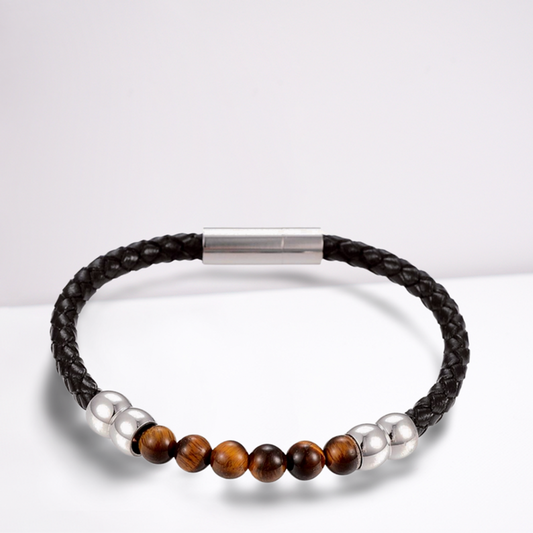 Men's Tigers Eye Leather Bracelet