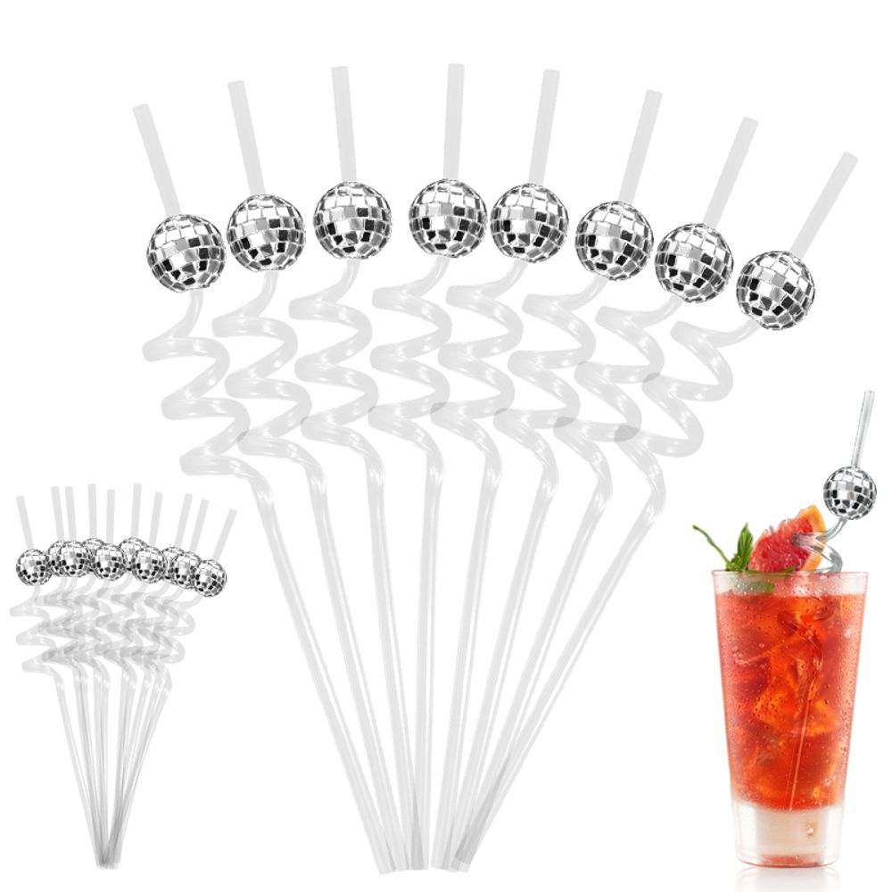 6pcs Mirror Disco Ball Straws 70s Disco Party Decoration Birthday Wedding Bachelorette Hen Party Supply Cocktail Drinking Straw