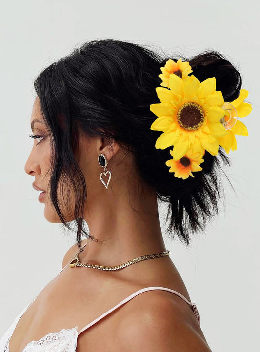 Simulated Sunflower Flower Hair Claws Hair Clip Women Holiday Fashion Ponytail Hairpin Hair Accessories