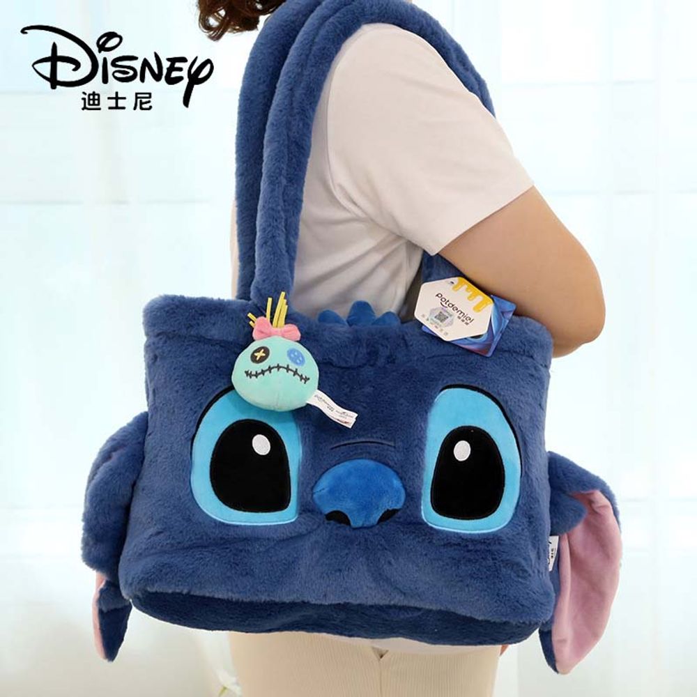 Disney Kawaii Stitch Plush Handbag Send Pendants Leisure Armpit Bag Cartoon & Cute Travel Bags Birthday Gift Girl