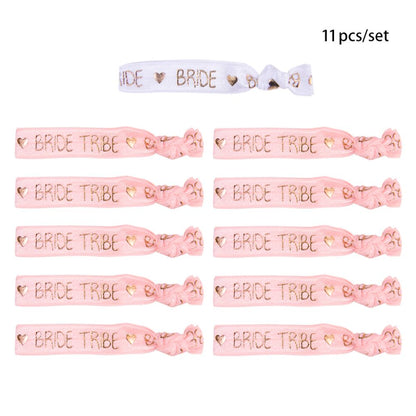 6/11pcs Team Bride Bracelets Bachelorette Party Favors Wristbands Bracelets Bride Tribe Hair Ties Bachelorette Party Supplies