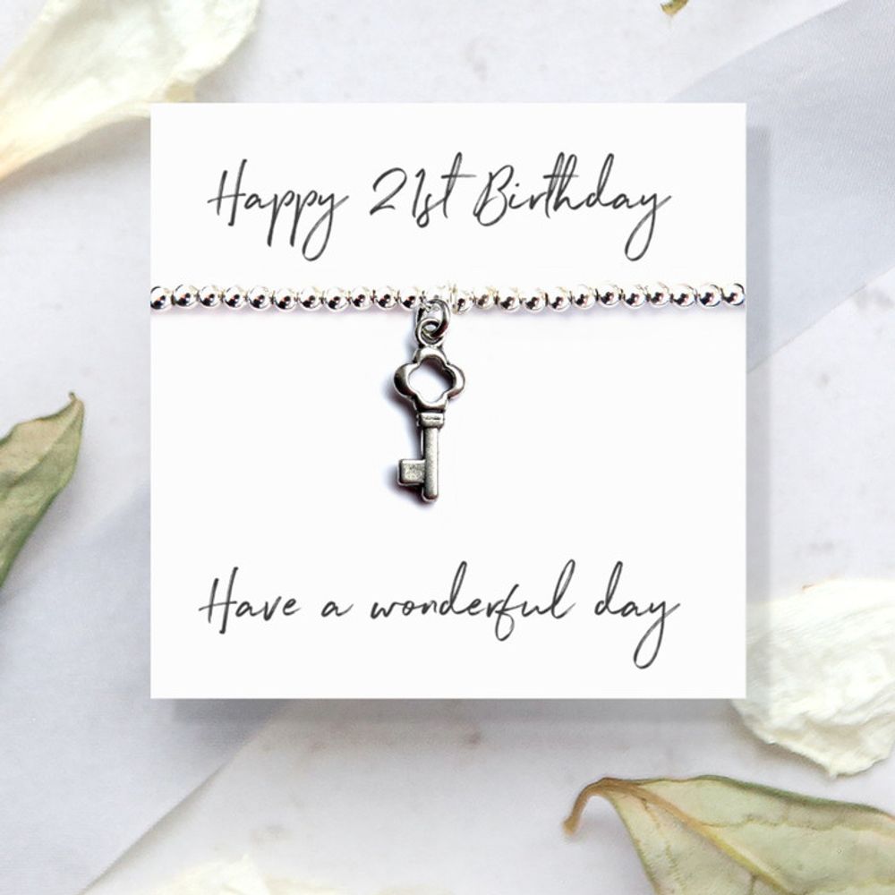 Happy 21st Birthday Bracelet & Message Card