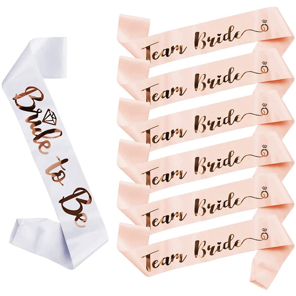 1Set Rose Gold Team Bride To Be Satin Sash for Bachelorette Party Decoration Girl Hen Party Wedding Bridal Shower Decor Supplies