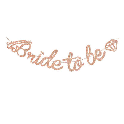 Rose Gold Hen Party Bride To Be Banner Glitter Paper Wedding Dress Diamond Bridal Shower Wedding Bachelorette Party Decoration