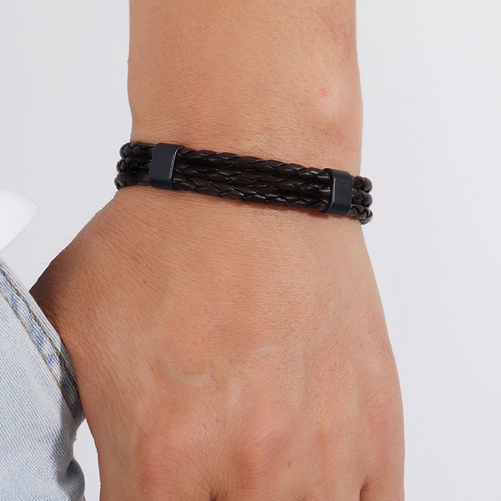 Mens Leather Clasp Bracelet