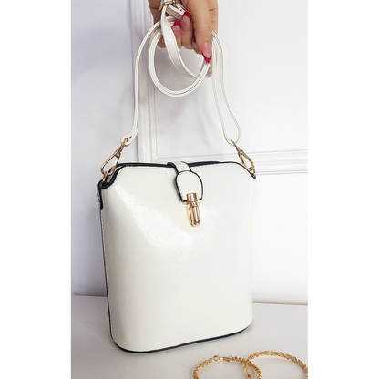 Faux Leather Crossbody Bag with Gold Detail and Adjustable Strap