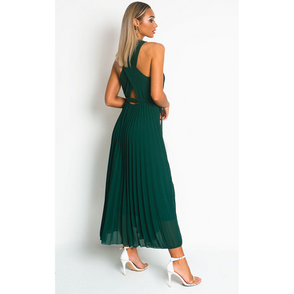 Pleated Crossover Maxi Dress