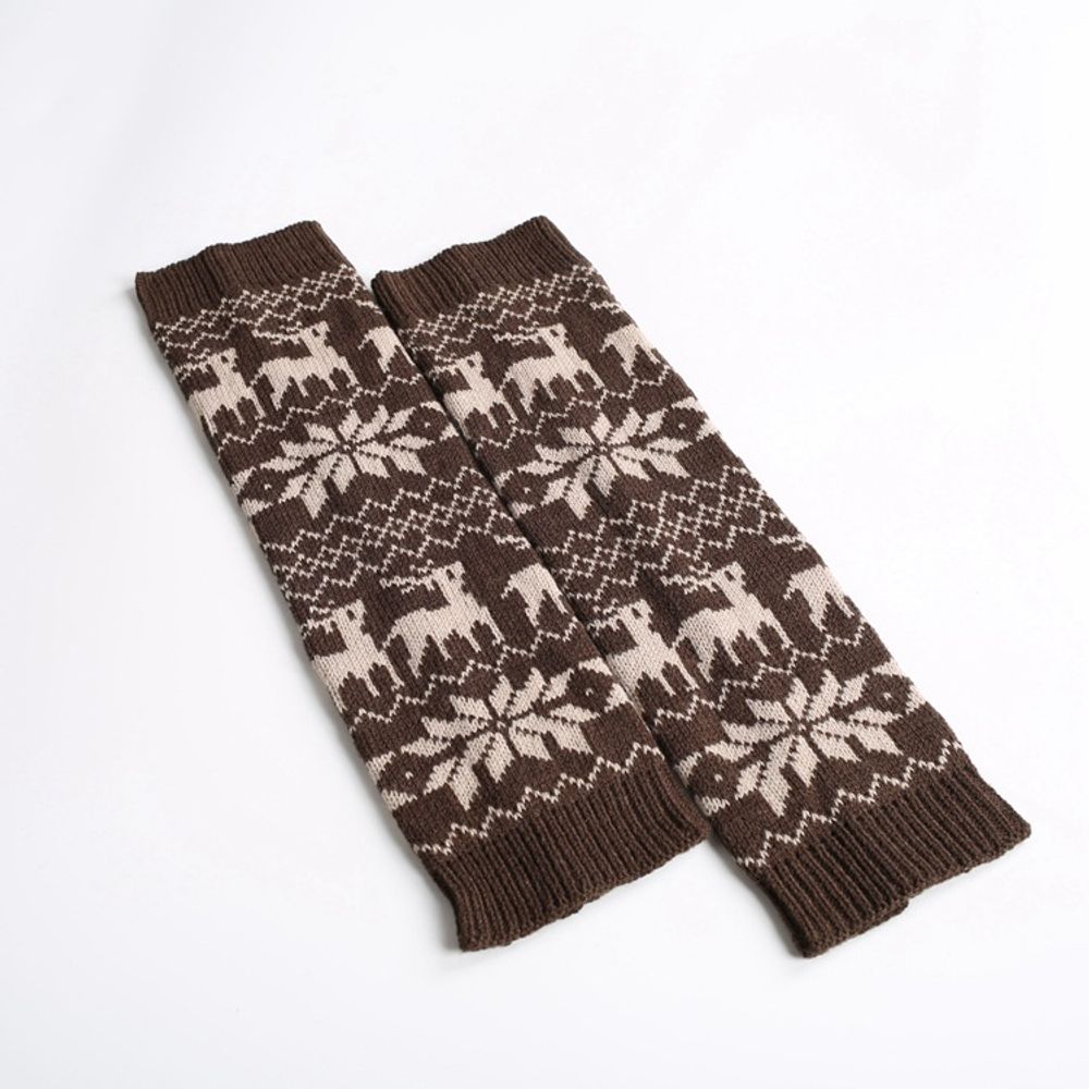 Women Knitted Woolen Leg Warmers Christmas Elk Autumn / Winter Warmth Protection Calf Leg Cover Pile Stocking SA293