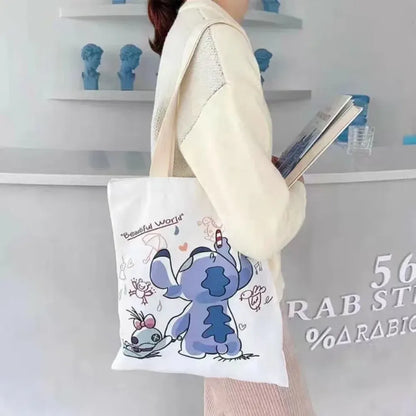 MINISO Diseny Stitch Bag Crossbody Bag STITCH Cartoon Peripheral Cute Canvas Shoulder Lilo and Baby Same Shopping Girls' Bag