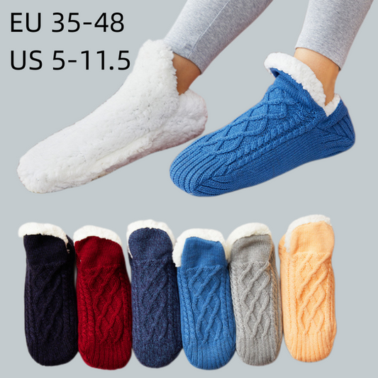 Women's Knitted Slipper Socks Cozy Non Slip Winter Indoor Double Layer EU35-48 US 5-11.5