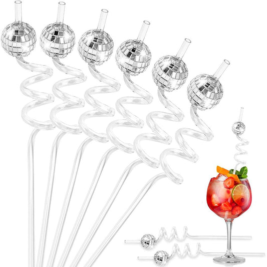 12Pcs Disco Ball Straws 70s Disco Party Decoration Mirror Disco Straw for Wedding Bachelorette Hen Party Supplies Birthday Decor