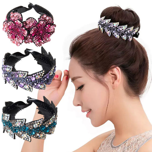 Rhinestone Hair Claw for Women Flower Hair Clip Barrettes Crab Hair Clamps Crystal Ponytail Holder Hairpin Band Hair Accessories