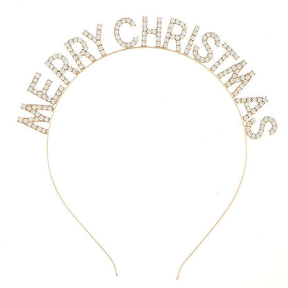 New Year Headdress Christmas Gift Female Jewelry Merry Christmas Headband Korean Style Hair Hoop Rhinestone Crown