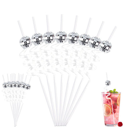 6pcs Mirror Disco Ball Straws 70s Disco party Decorative Mini Disco Straw Birthday Wedding Bachelorette hen bar Party decoration