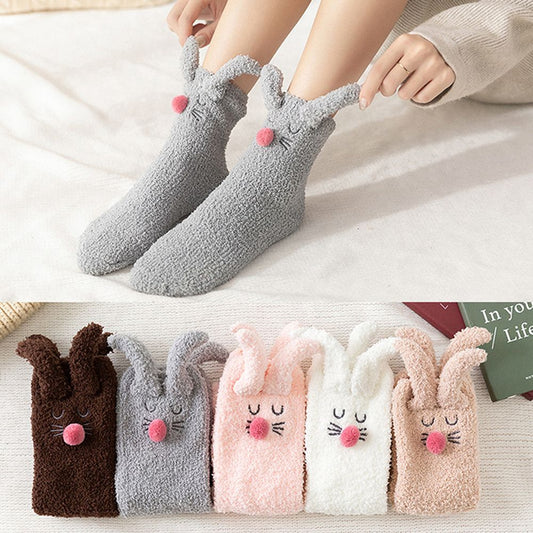 Women's Fuzzy Slipper Socks Rabbit Ears Warm Cosy