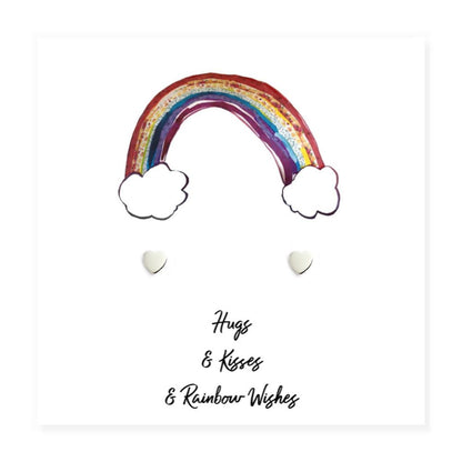 Heart Stud Earrings on Hugs & Kisses Rainbow Card