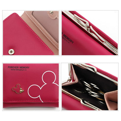 Disney Cartoon Mickey Mouse Wallet for Women's PU Leather Coin Purse Woman Mini Short Wallets Girls Bags Fashion Accessories