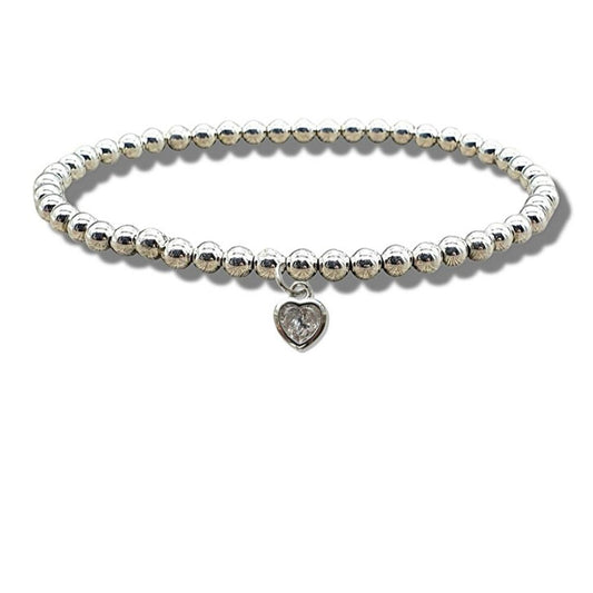 Cubic Zirconia Heart Beaded Bracelet