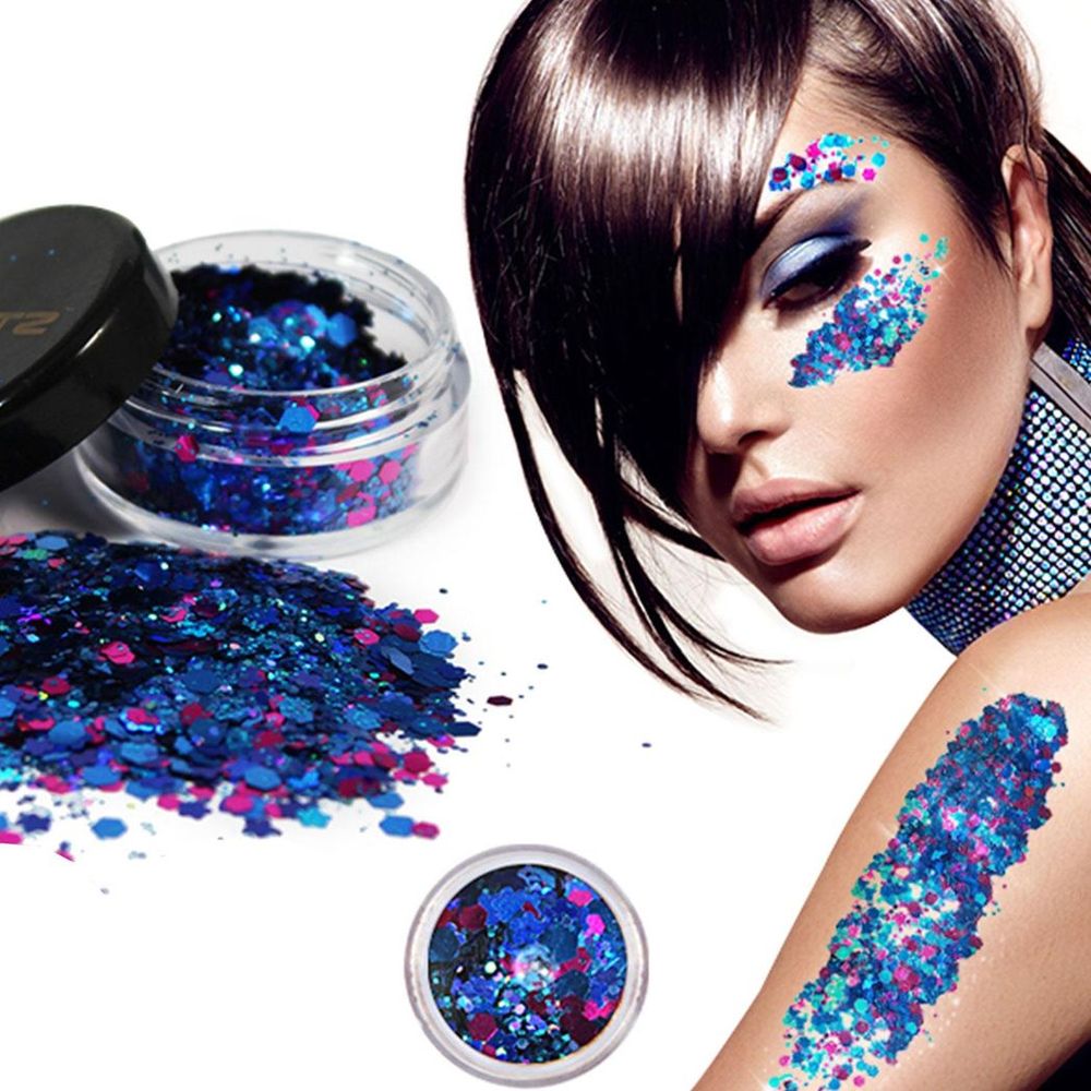 Beautz Chunky Glitter Available in 5 Varieties 10ml pot with 5g of Cosmetic Glit[Mermaid]