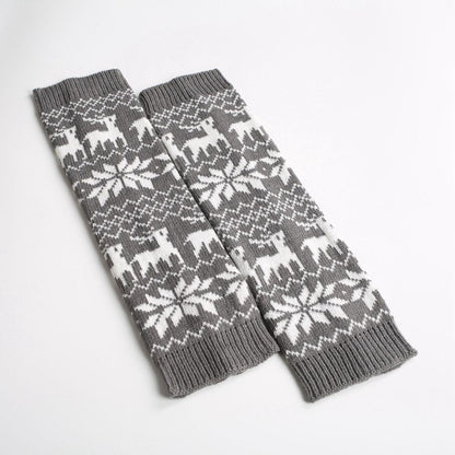 Women Knitted Woolen Leg Warmers Christmas Elk Autumn / Winter Warmth Protection Calf Leg Cover Pile Stocking SA293