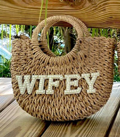 Bride Mrs Wifey Bag beach pool Bridal shower Bachelorette hen party boho rustic Summer wedding Engagement Honeymoon travel Gift