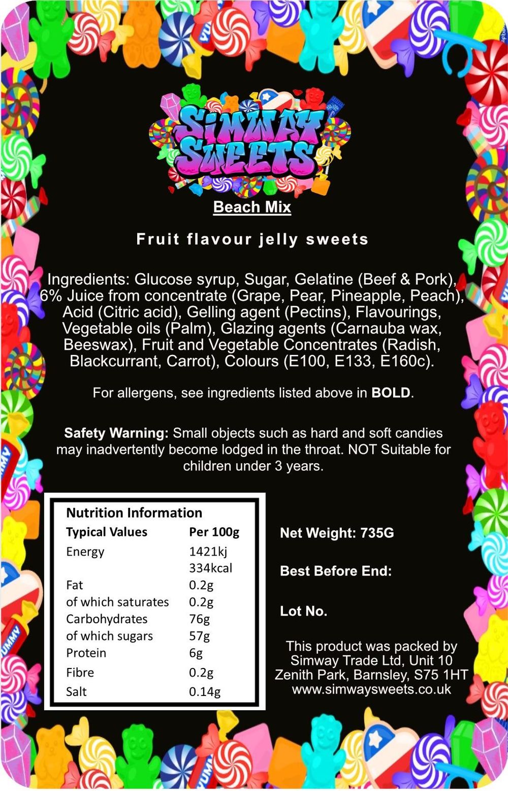 Beach Mix Jelly Gummy Retro Sweets Gift Jar