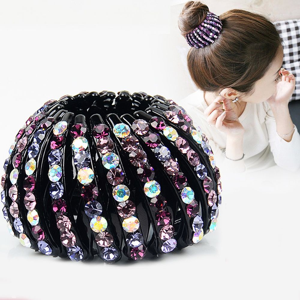 Women Bun Crystal Hair Claw Fashion Female Ponytail Headwear Horsetail Buckle Hair Clip Bird Nest Expanding Hair Accessories