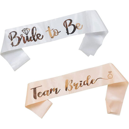 1Set Rose Gold Team Bride To Be Satin Sash for Bachelorette Party Decoration Girl Hen Party Wedding Bridal Shower Decor Supplies