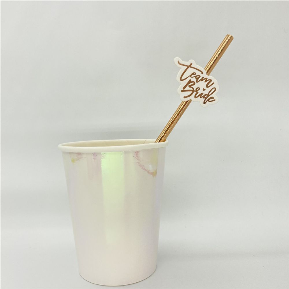 10Pcs Rose Gold Team Bride Straws Hen Party Bachelorette Wedding Party Decoration Supplies