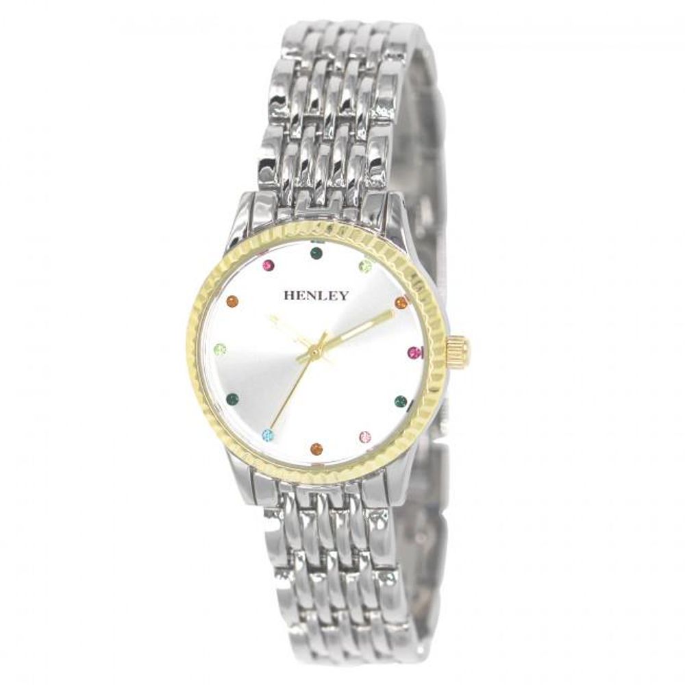 Henleys Ladies  Rainbow Spectrum Diamante Watch - Silver H07319.6