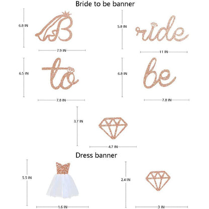 Rose Gold  Bride To Be Banner Glitter Paper Wedding Dress Diamond Bridal Shower Wedding Bachelorette Party Decoration Supplies