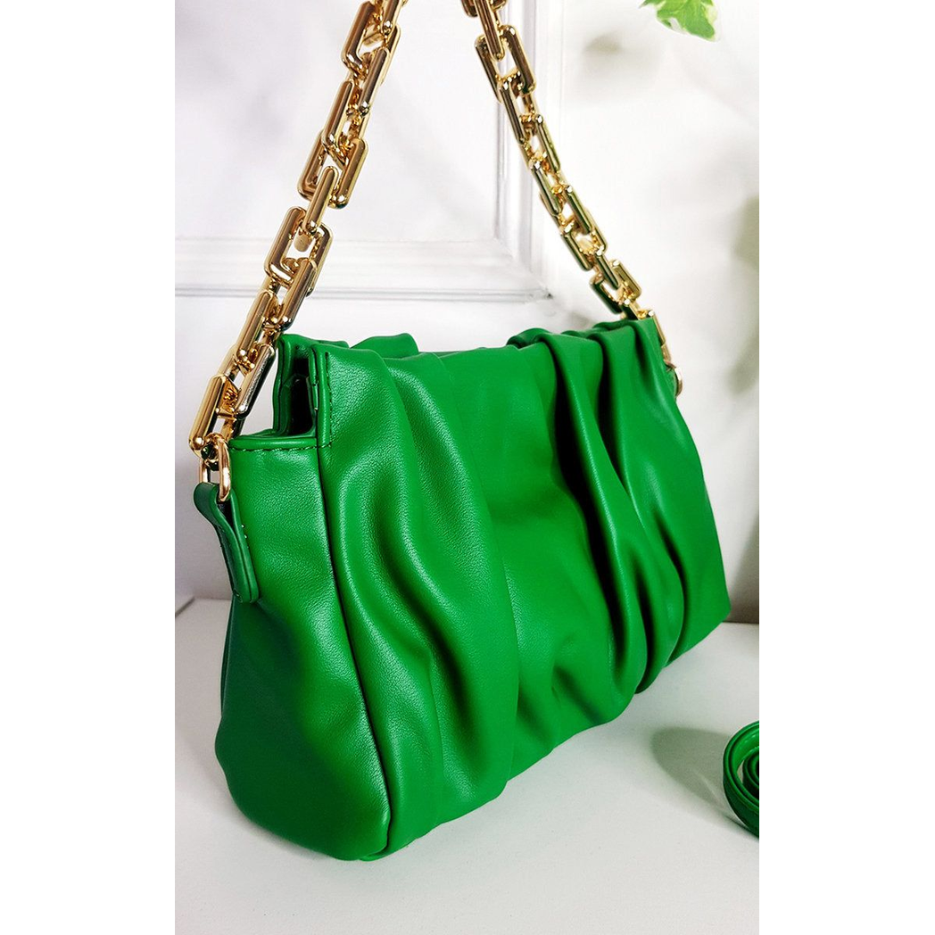 Faux Leather Shoulder Bag with Chain Strap