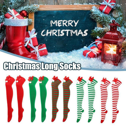 Christmas Bowknot Long Socks Over The Knee Bowknot Long Socks Holiday Ball Socks Cute Dress Socks for Women Lady Girls