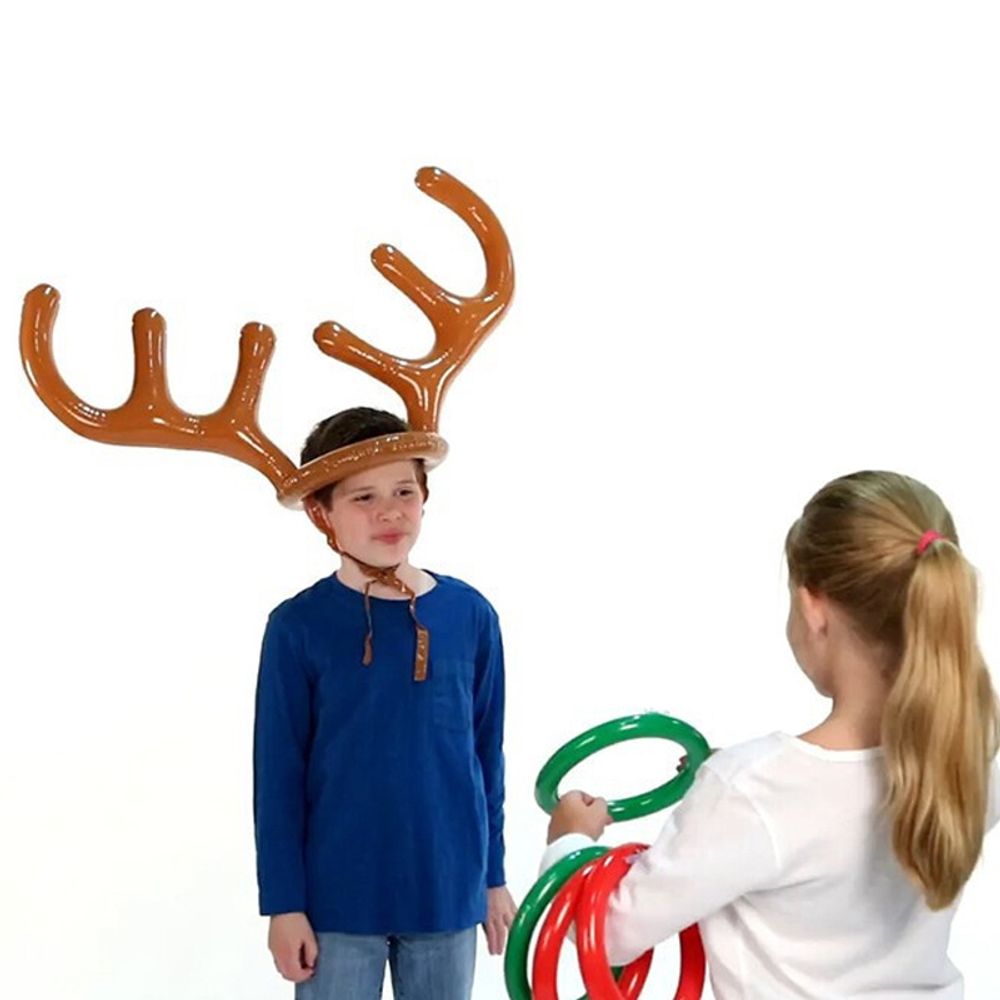 Christmas Inflatable Reindeer Antler Ring Toss Game Antler Shape Balloon Toys Birthday Family Christmas Party Decor Supplies