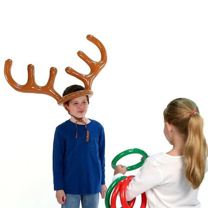 Christmas Inflatable Reindeer Antler Ring Toss Game Antler Shape Balloon Toys Birthday Family Christmas Party Decor Supplies