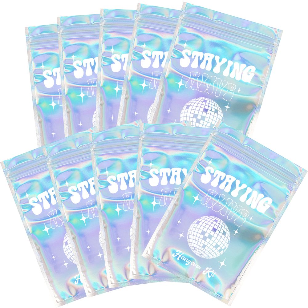 Stayin Alive  Hangover Bags Recovery Kit 10pcs for Bachelorette Disco Dancing Party