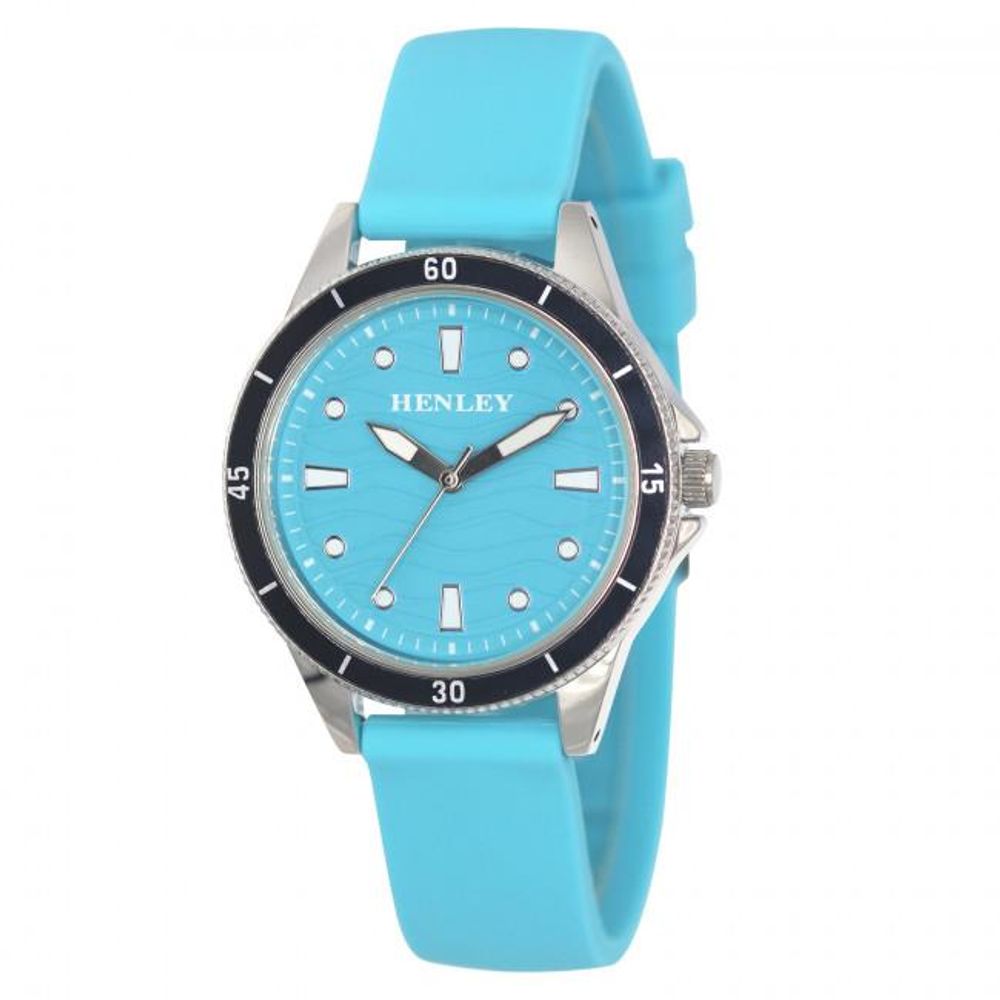 Henley Ladies Wave Blue Dial with Blue Rubber Strap Watch H06176.6