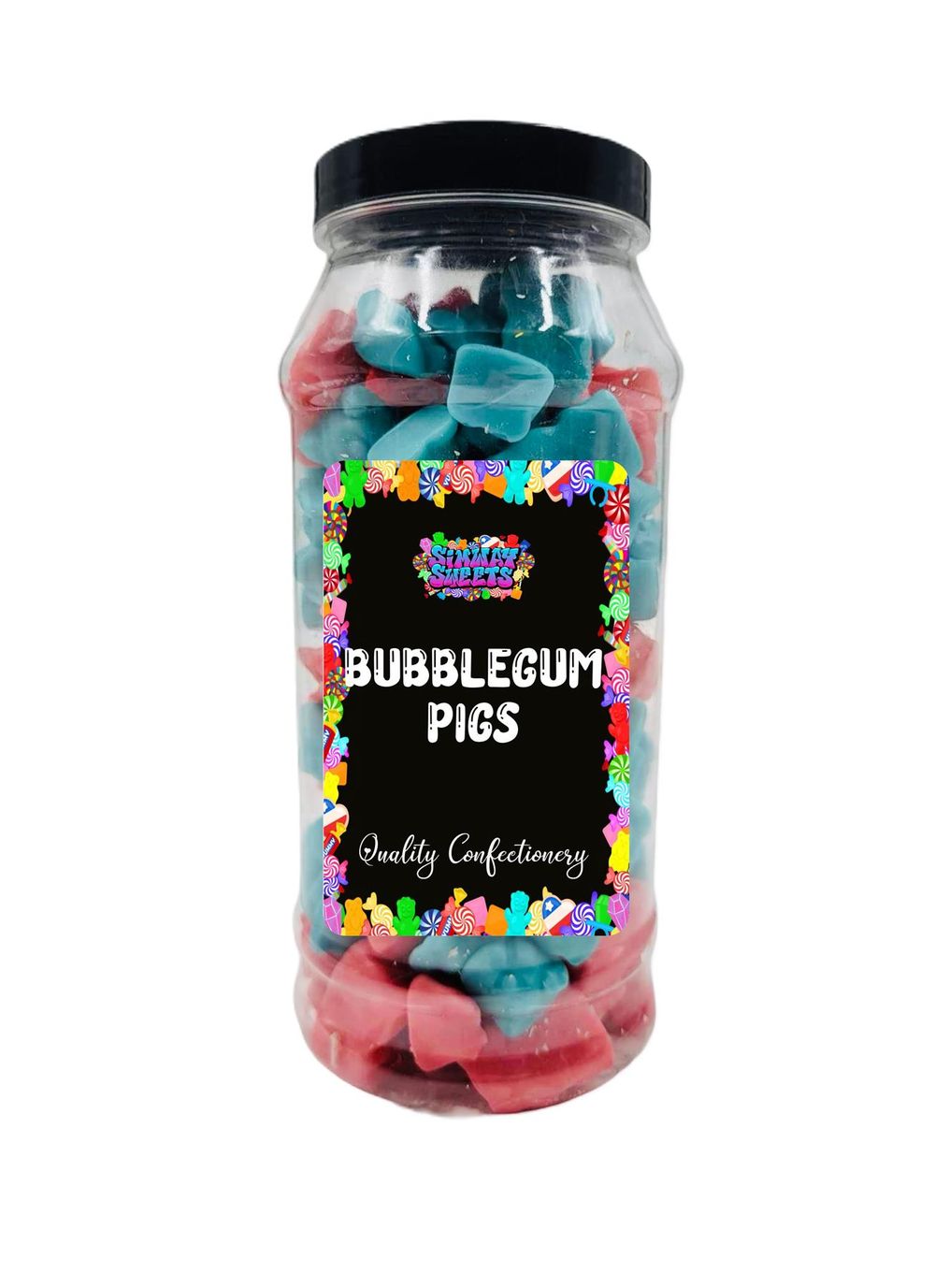 Bubblegum Flavour Gummy Pigs Retro Sweets Gift Jar