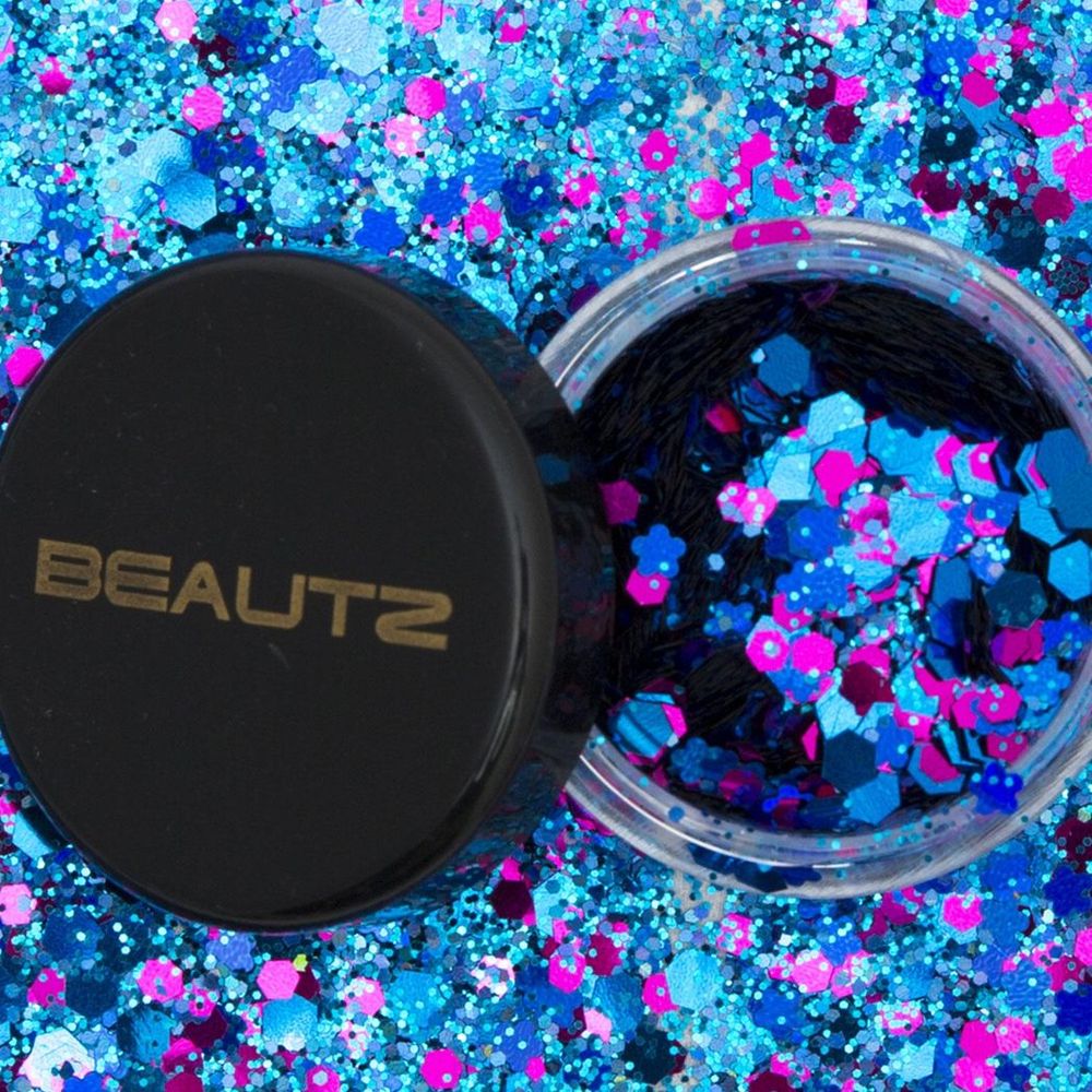 Beautz Chunky Glitter Available in 5 Varieties 10ml pot with 5g of Cosmetic Glit[Mermaid]