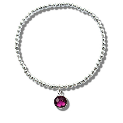 February Birthstone Beaded Bracelet - Purple